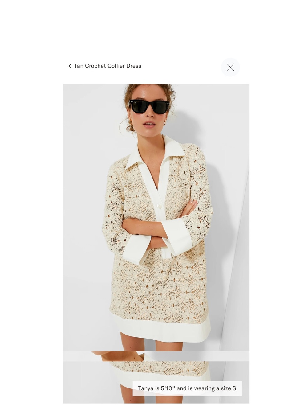Tuckernuck Tan Crochet Collier Dress with White Trim
